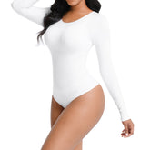 Essential Seamless Long Sleeve Shaping Bodysuit - White